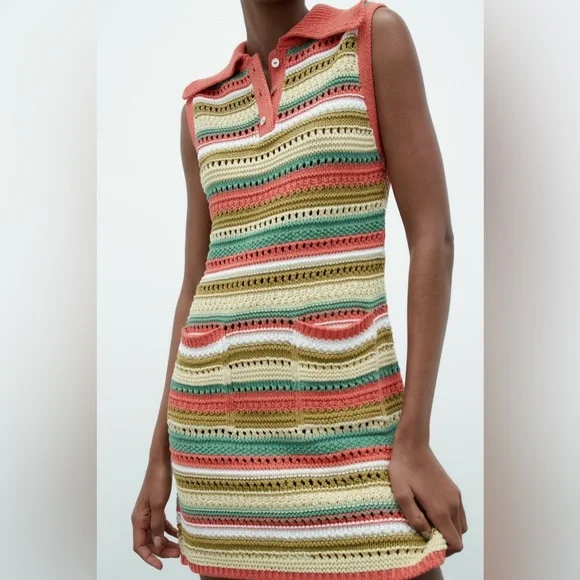 Zara Striped Knit Dress M - Picture 5 of 10